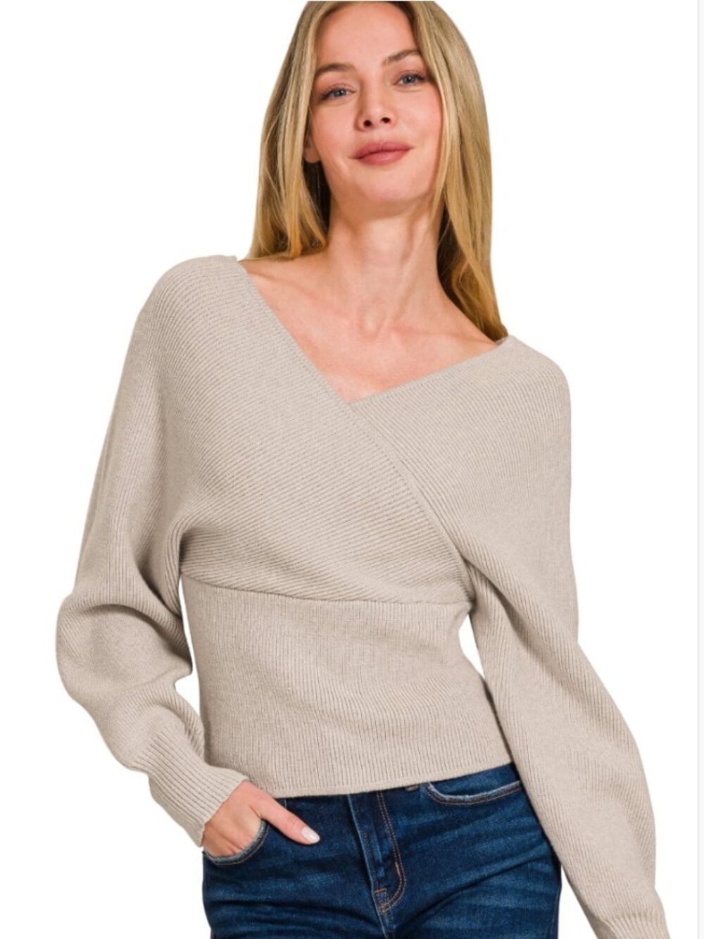 NWT CHIC and COZY by Love Tree Deep V-Neck Wrap Sweater Sz M